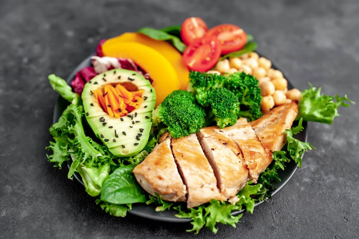 A colourful nourishing bowl of food